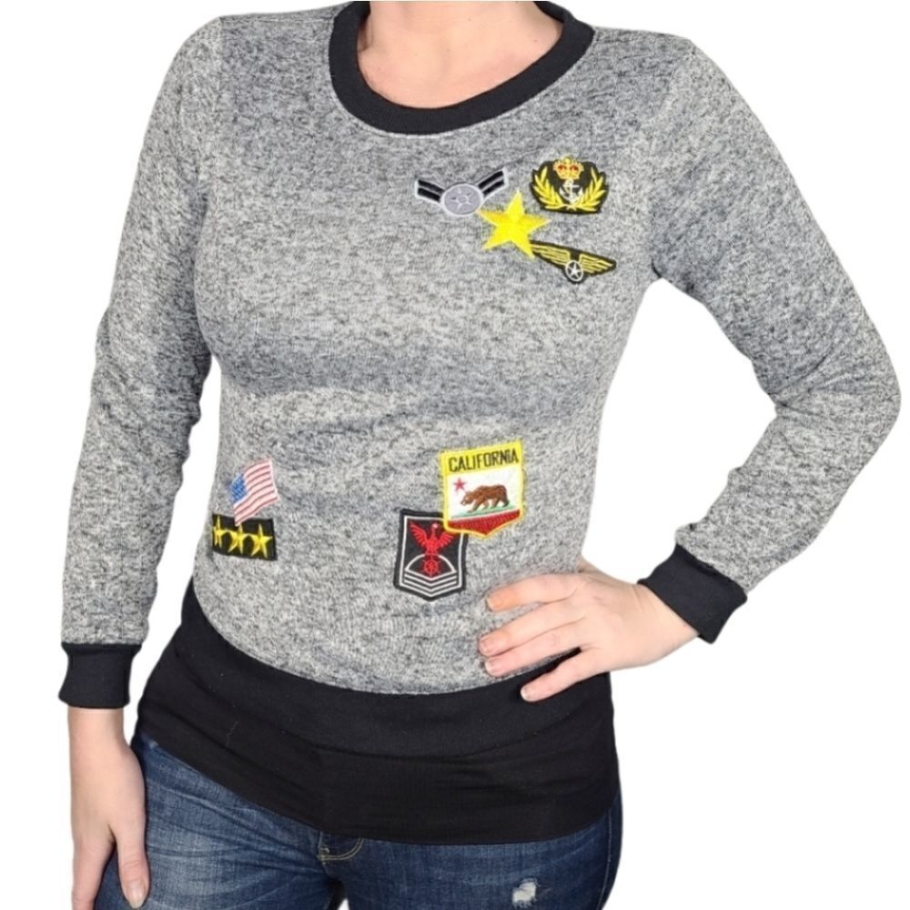 Bobbie Brooks Embroidered Patch Sweater
